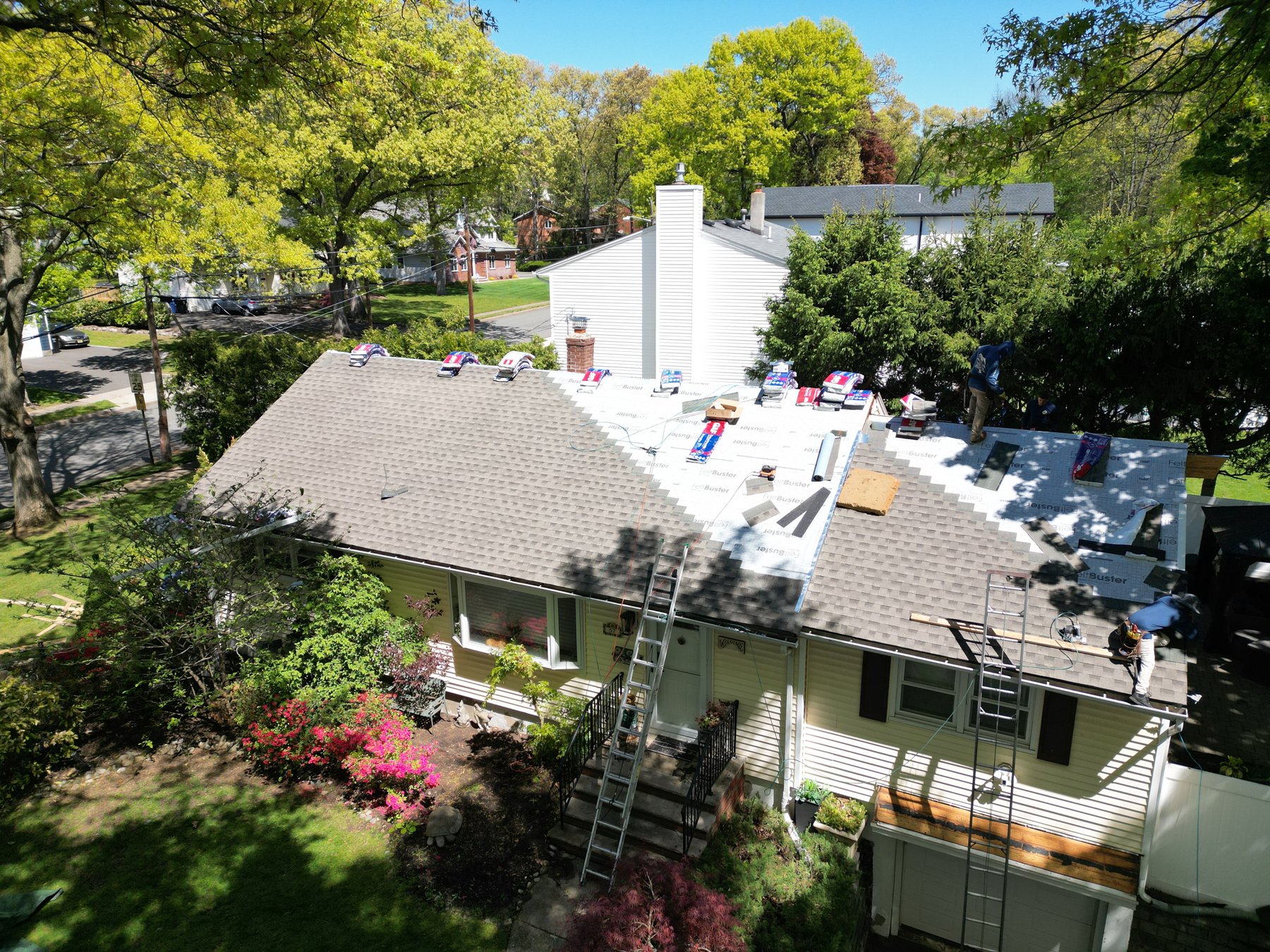 Roof replacement in progress in Ridgewood, New Jersey, by Pro Touch Roofing